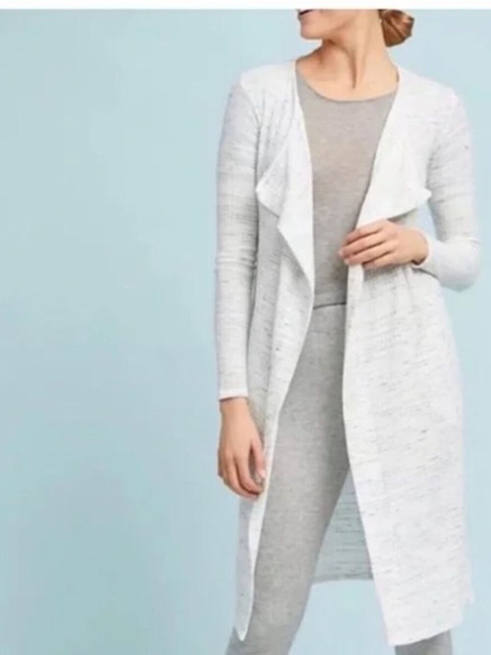 SATURDAY SUNDAY S Heathered Duster Cardigan Open Front Maxi
